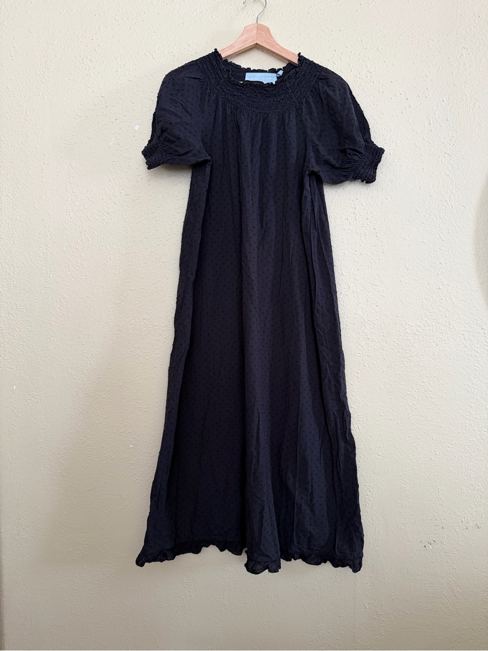Hill House Home | The Nap Dress Black Swiss Dot Puff Sleeve Midi Dress - Size M - Picture 2 of 3